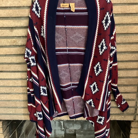 Wrangler Southwestern Fringe Cardigan Size Medium - Picture 1 of 8